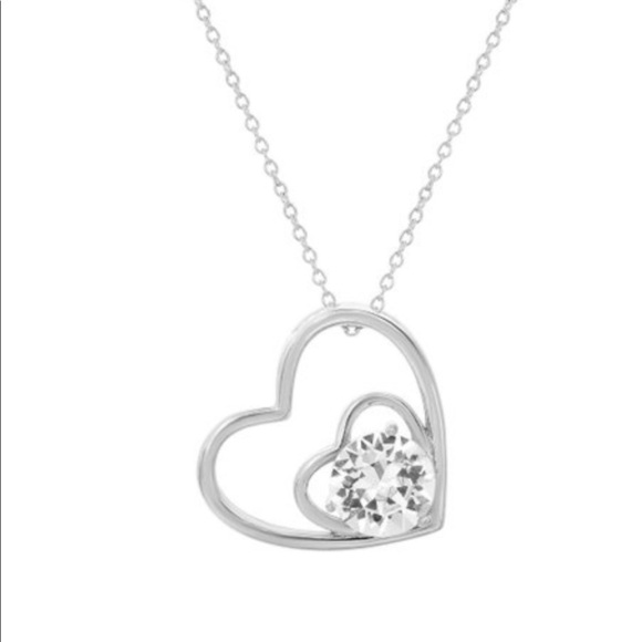 Lesa Michele Open Double Heart Swarovski Necklace - Picture 1 of 5